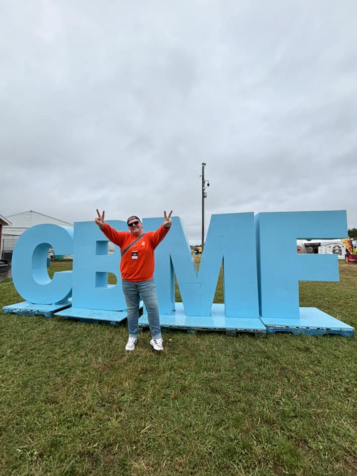 Jared at the Cavendish Beach Music Festival CBMF letter installation