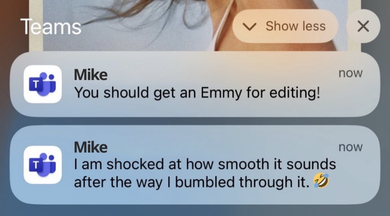 Client feedback praising content production quality